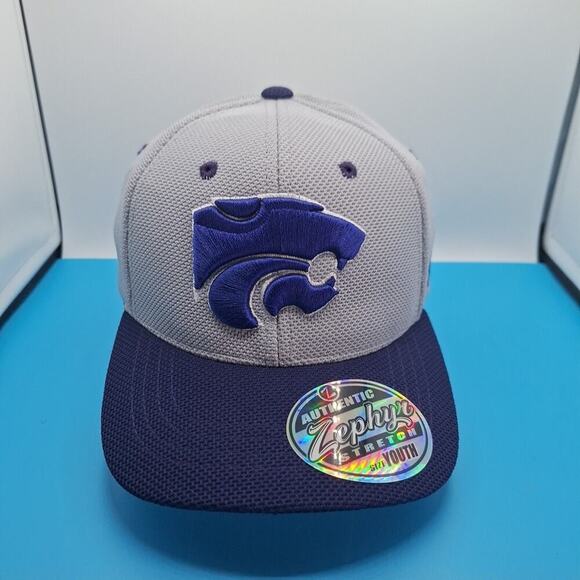 Kansas State Wildcats Youth Flexfit Zephyr Baseball Hat Cap Gray - Picture 1 of 9
